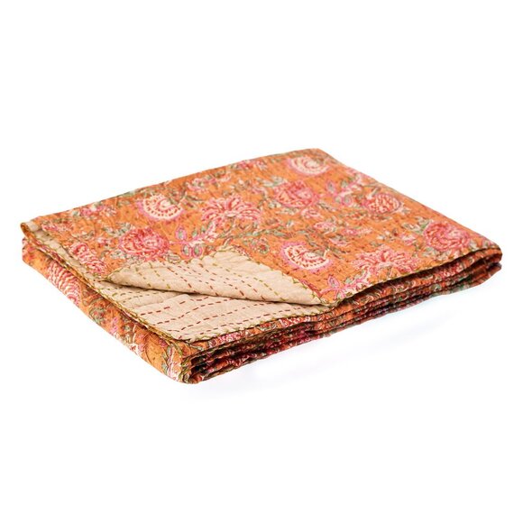 Taj Hotel Home Decor Kantha Cotton Throw | 1-Piece | Multicolor | 50"x70" - Picture 2 of 3
